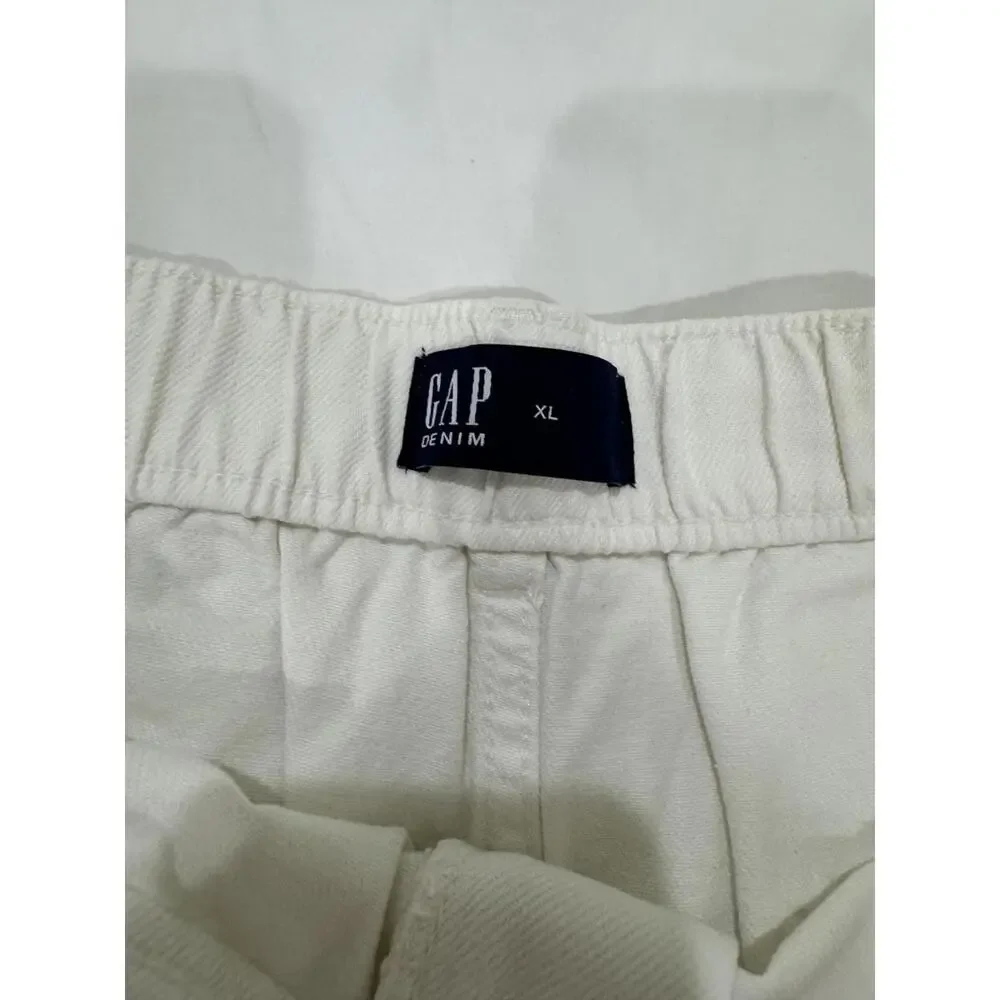 NWT Gap Denim White 4” High Rise Elastic Denim Utility Shorts- Size XL - Picture 9 of 9